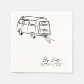 Serviette En Papier Juste marié Doodle Car Mariage cocktail napkin (Devant)