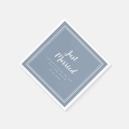 Serviette En Papier Juste Marié Mariage Mr & Mrs Dusty Blue Modern (Coin)