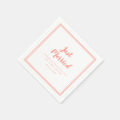 Serviette En Papier Juste Marié Mariage Mr & Mrs Modern Coral & White (Coin)