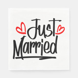 Serviette En Papier Juste Marié Noir Et Blanc Mariage Faire-part