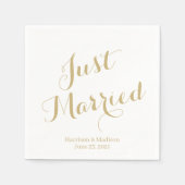 Serviette En Papier Juste marié or script personnalisé élégant Mariage (Devant)