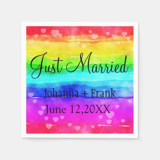 Serviette En Papier Juste marié Rainbow (Devant)
