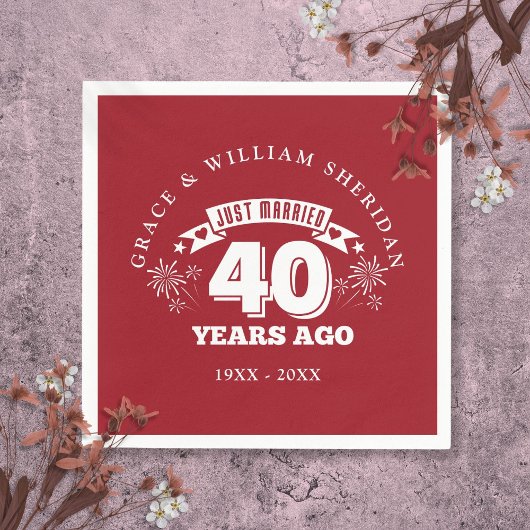 Serviette En Papier Juste marié Ruby 40e anniversaire de Mariage