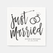 Serviette En Papier Juste marié | Script de fête post-nuptiale (Devant)