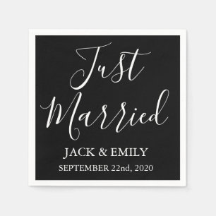 Serviette En Papier Juste serviettes noires et blanches mariées