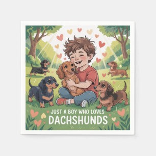 Serviette En Papier Juste un garçon qui aime les dachshunds