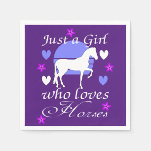 Serviette En Papier Juste une fille qui aime les chevaux en violet