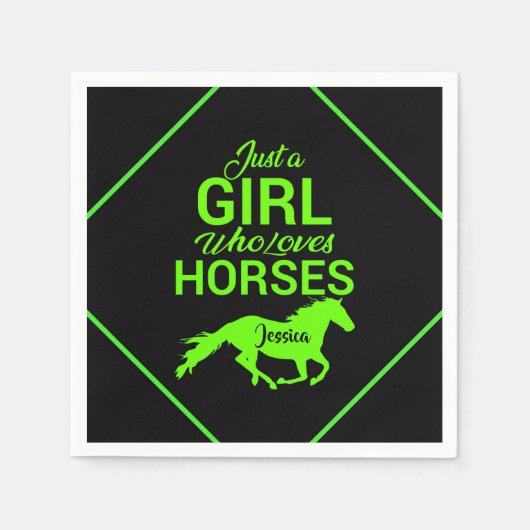 Serviette En Papier Juste Une Fille Qui Aime Les Chevaux Personnalisés (Devant)