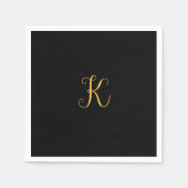 Serviette En Papier K or sur monogramme noir (Devant)