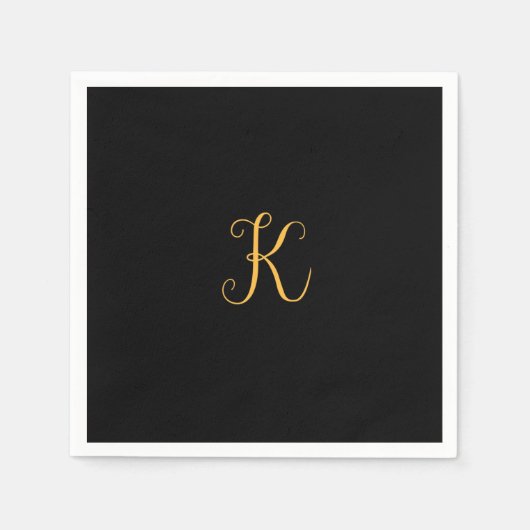 Serviette En Papier K or sur monogramme noir (Devant)