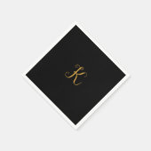 Serviette En Papier K or sur monogramme noir (Coin)