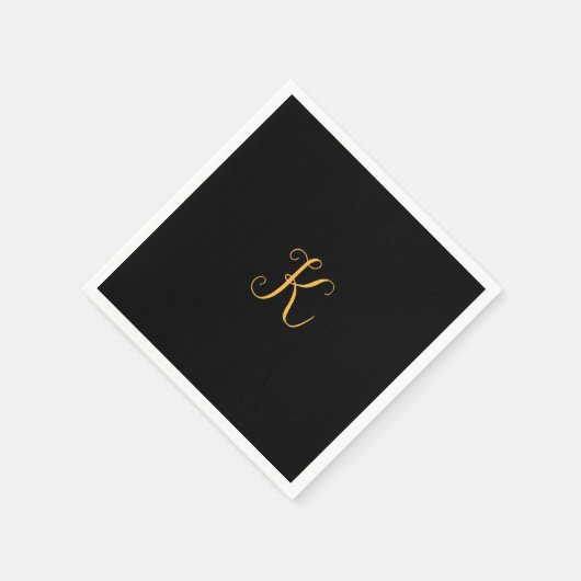 Serviette En Papier K or sur monogramme noir (Coin)