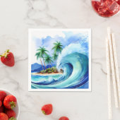 Serviette En Papier Kai Aloha Island Watercolor Wave (En situation)