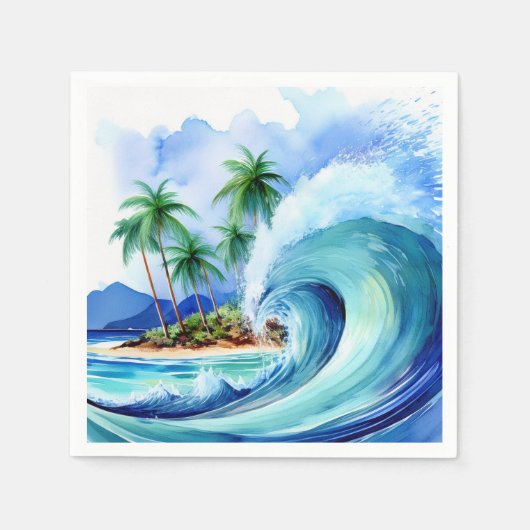 Serviette En Papier Kai Aloha Island Watercolor Wave (Devant)