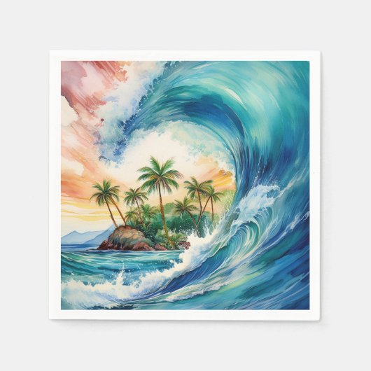 Serviette En Papier Kai Aloha Motu Watercolor Wave (Devant)