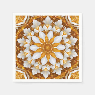 Serviette En Papier Kaleidoscope à flocon de neige doré
