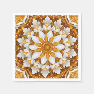 Serviette En Papier Kaleidoscope à flocon de neige doré