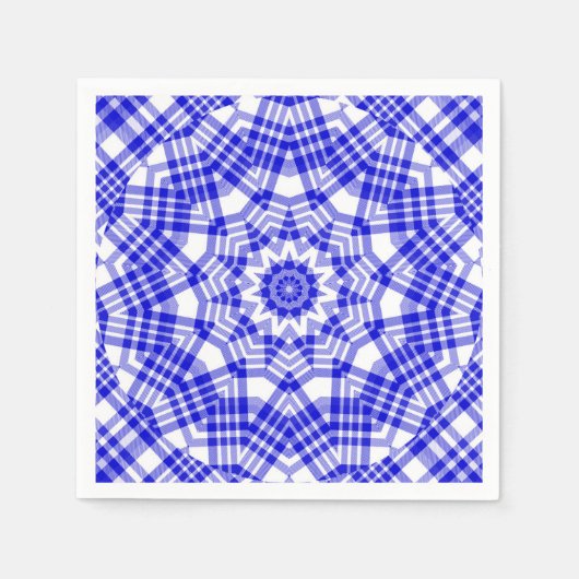 Serviette En Papier Kaleidoscope bleu et blanc (Devant)