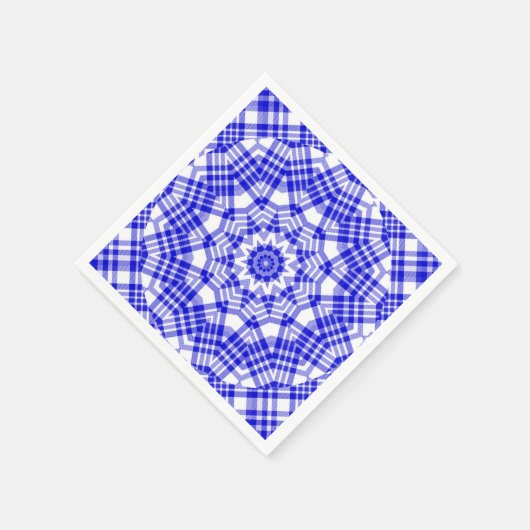 Serviette En Papier Kaleidoscope bleu et blanc (Coin)