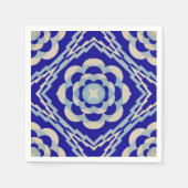 Serviette En Papier Kaleidoscope Diamond Bleu Blanc Dîner (Devant)
