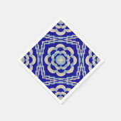 Serviette En Papier Kaleidoscope Diamond Bleu Blanc Dîner (Coin)