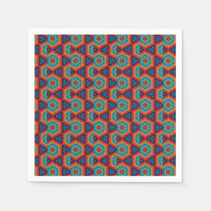 Serviette En Papier Kaleidoscope Géométrique Vibrant