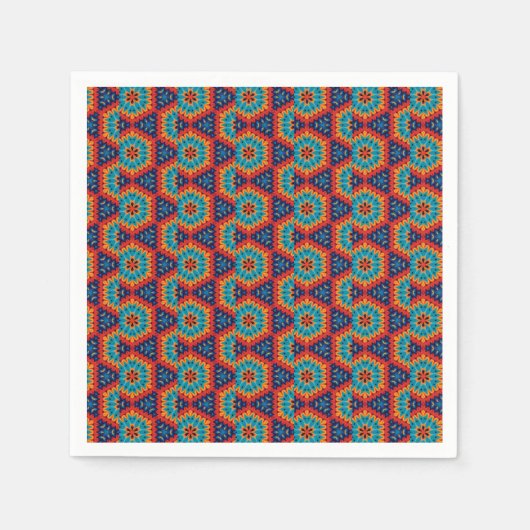 Serviette En Papier Kaleidoscope géométrique vibre (Devant)