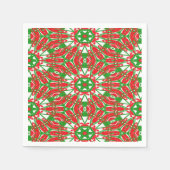 Serviette En Papier Kaleidoscope rouge, vert et blanc (Devant)