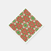 Serviette En Papier Kaleidoscope rouge, vert et blanc (Coin)