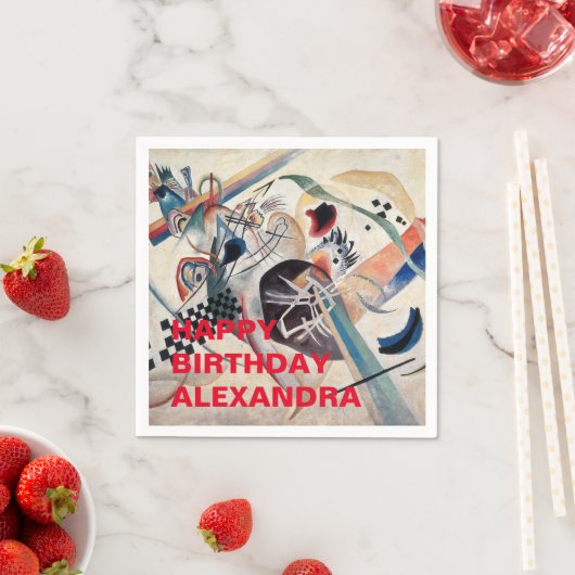 Serviette En Papier Kandinsky Abstrait Joyeux anniversaire (En situation)