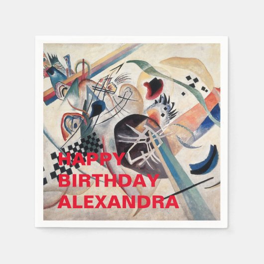 Serviette En Papier Kandinsky Abstrait Joyeux anniversaire (Devant)