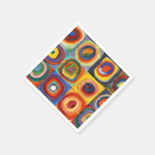 Serviette En Papier Kandinsky - Carrés aux cercles concentrés (Coin)