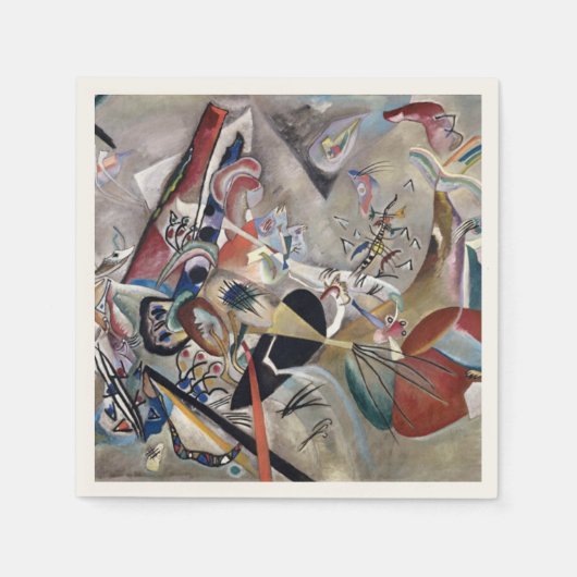 Serviette En Papier Kandinsky En Gris Oeuvre Abstraite (Devant)