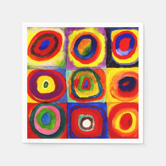 Serviette En Papier Kandinsky Farbstudie Cercles Carré Quadrate Art (Devant)