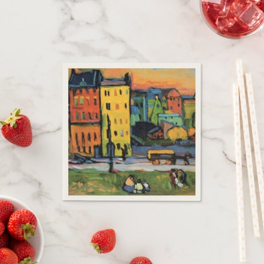 Serviette En Papier Kandinsky - Maisons à Munich, (En situation)