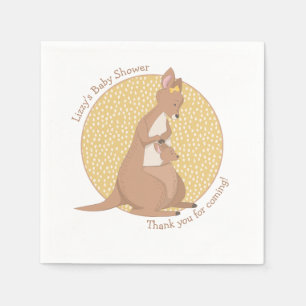 Serviette En Papier Kangaroo Baby shower Neutre Jaune et Tan