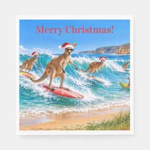 Serviette En Papier Kangourou de Noël surfant à Bells Beach