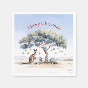 Serviette En Papier Kangourous Koalas Ornithorynque Noël Gommier Boule