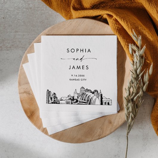 Serviette En Papier Kansas City Skyline Modern Mariage Cocktail