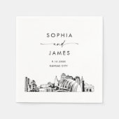 Serviette En Papier Kansas City Skyline Modern Mariage Cocktail (Devant)