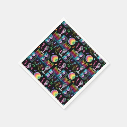 Serviette En Papier Karaoke Neon Glow Singing Music Party (Coin)