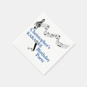 Serviette En Papier Karaoke Party Échelle musicale Microphone Bleu (Coin)