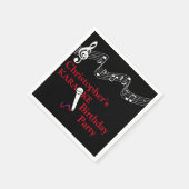 Serviette En Papier Karaoke Party Échelle musicale Microphone Rouge (Coin)