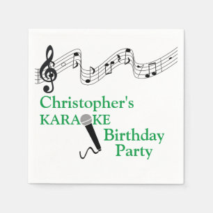 Serviette En Papier Karaoke Party Échelle musicale Microphone Vert