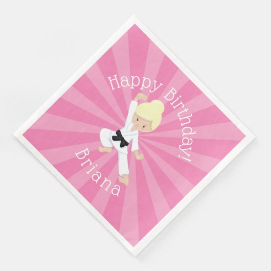 Serviette En Papier Karate Anniversaire Fête Blonde Coiffeuse Fille ro (Coin)