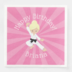 Serviette En Papier Karate Anniversaire Fête Blonde Coiffeuse Fille ro