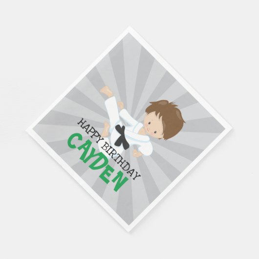 Serviette En Papier Karate boy green Martial Arts Anniversaire (Coin)