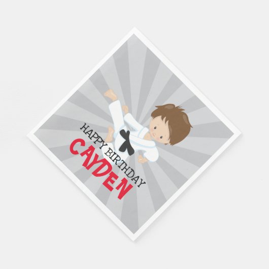 Serviette En Papier Karate boy rouge Martial Arts Anniversaire (Coin)