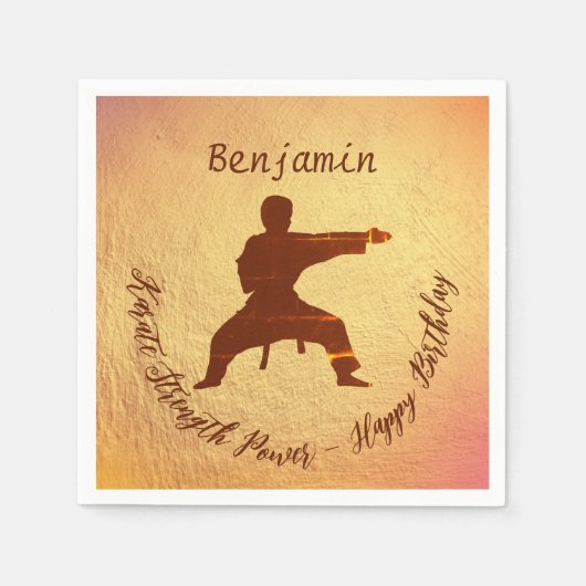 Serviette En Papier Karate d'or moderne Arts martiaux Joyeux anniversa (Devant)