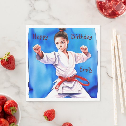 Serviette En Papier Karate Girl Anniversaire (En situation)